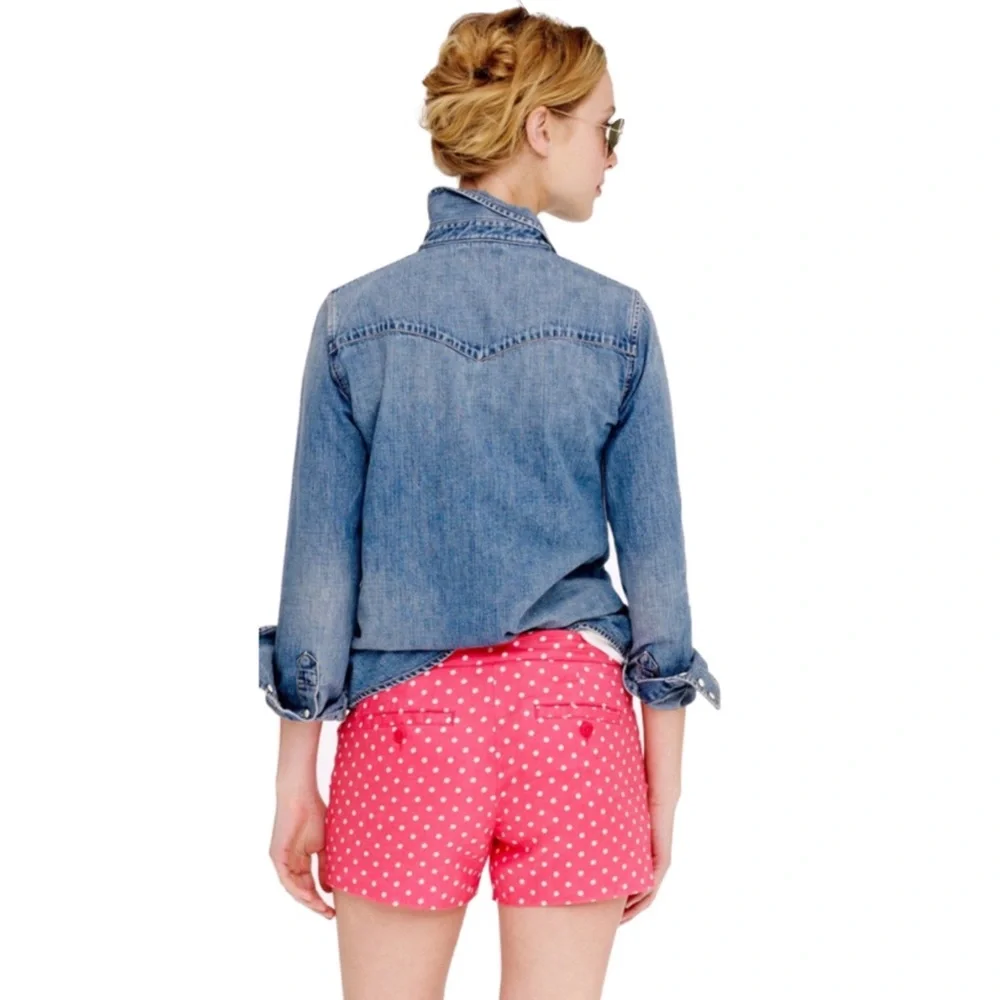 J. Crew Pink & White Polka-dot, Linen & Cotton Blend Shorts, Sz 4/Small. EUC